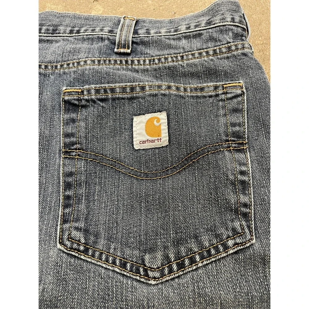 Carhartt Jeans Mens 42x30 Blue Relaxed Fit Straight‎ Leg Workwear Denim 100115